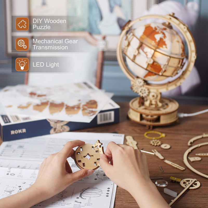 Luminous Globe with LED Light 3D Classic Wooden Puzzle
